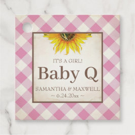 Baby Q Gingham en Sunflower Dank u Roze Bedankjes Labels