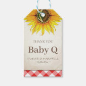 Baby Q Gingham en Sunflower Hartelijk dank Cadeaulabel (Voorkant)