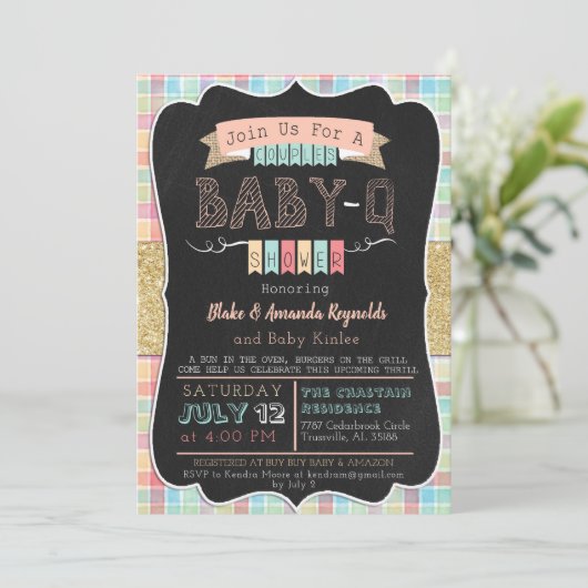 Baby-Q Girl Baby shower Kaart (Staand voorkant)