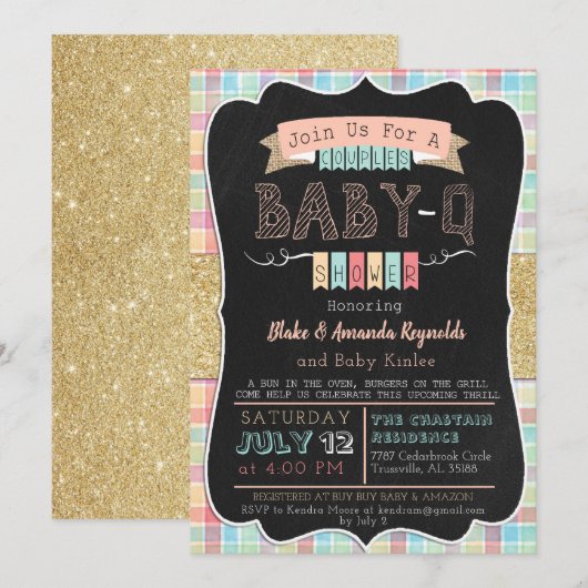 Baby-Q Girl Baby shower Kaart (Voorkant / Achterkant)