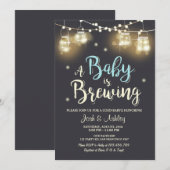 Baby Q Invitation Coed BBQ Baby Brouwen Jongen Bla Kaart (Voorkant / Achterkant)