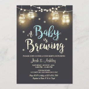 Baby Q Invitation Coed BBQ Baby Brouwen Jongen Bla Kaart