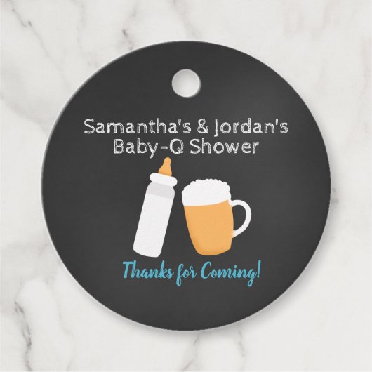 Baby-Q Jongen Baby shower Bierfles Rond Bedankjes Labels (Voorkant)
