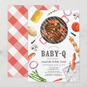 Baby-Q Kleurrijk Voedsel BBQ Baby shower Kaart
