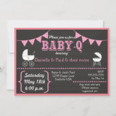 Baby-Q Krijtbord Roze Baby shower Uitnodiging (Voorkant)
