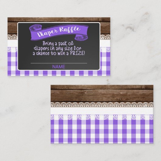 Baby Q Luier Raffle Kaart - Paarse (Voorkant / Achterkant)