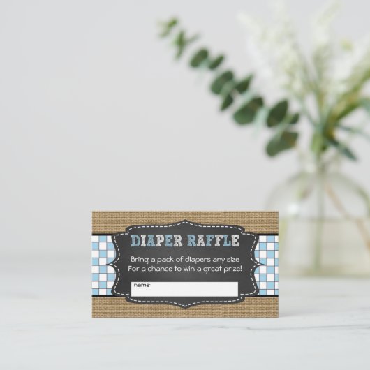 Baby Q Luier Raffle Tickets / JONGEN baby shower Informatiekaartje (Staand voorkant)