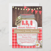Baby Q Mason Jar Baby shower Uitnodiging BBQ (Voorkant)