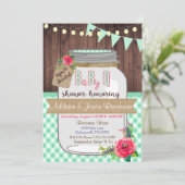 Baby Q Mason Jar Baby shower Uitnodiging BBQ (Staand voorkant)