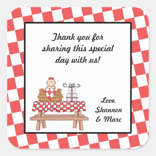 Baby Q Meisje Douche Favoriet Sticker BBQ Barbeque (Voorkant)