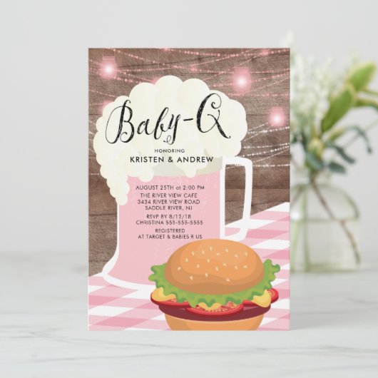 BABY - Q Meisjes Baby shower Uitnodiging (Staand voorkant)