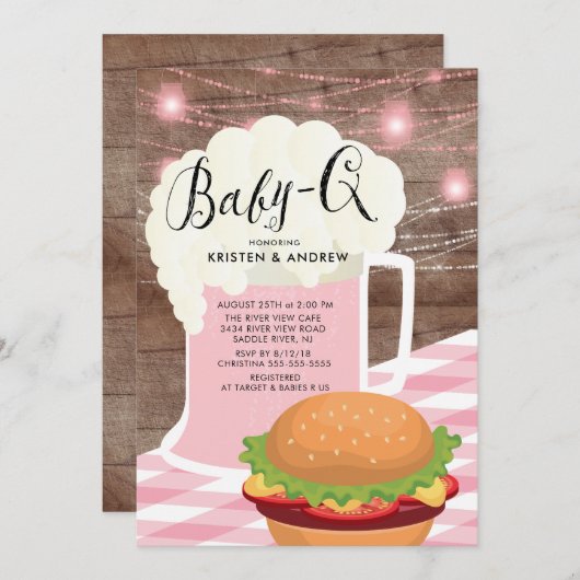 BABY - Q Meisjes Baby shower Uitnodiging (Voorkant / Achterkant)