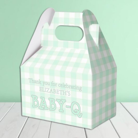 Baby-Q Mint Green Gingham Baby Shower Bedankdoosjes