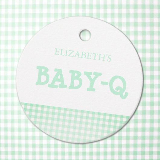 Baby-Q Mintgroene Gingham Baby Shower Bedankjes Labels