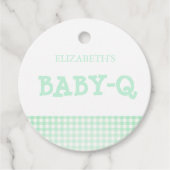 Baby-Q Mintgroene Gingham Baby Shower Bedankjes Labels (Voorkant)