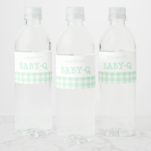 Baby-Q Mintgroene Gingham Baby Shower Waterfles Etiket