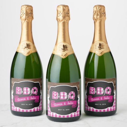Baby Q Mousserende Wijn Label - Donkerroze Sparkling Wijnetiket (Flessen)