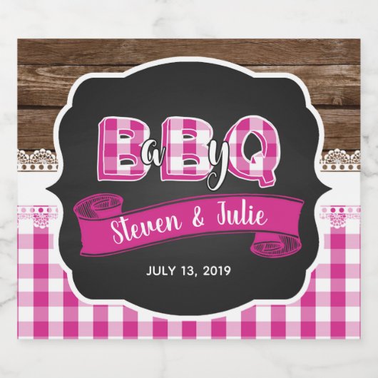 Baby Q Mousserende Wijn Label - Donkerroze Sparkling Wijnetiket (Enkel label)