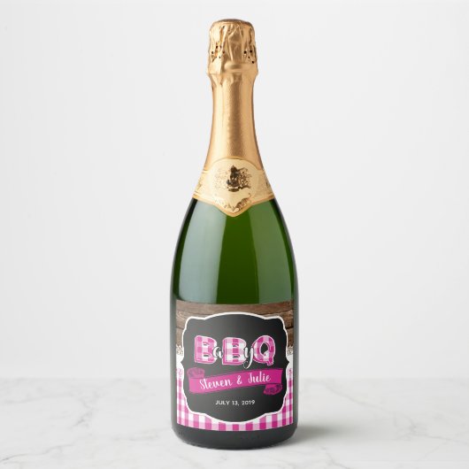 Baby Q Mousserende Wijn Label - Donkerroze Sparkling Wijnetiket (Voorkant)