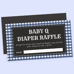 Baby Q Navy Geruite Baby Shower Luier Raffle Informatiekaartje