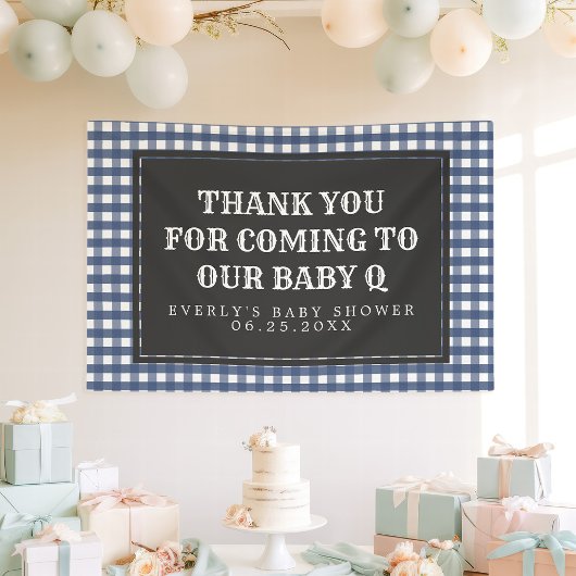 Baby Q Navy Pset Baby shower Welkomstbanner Spandoek