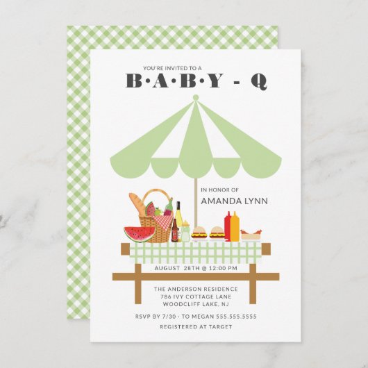 Baby Q Neutrale Baby shower Uitnodiging (Voorkant / Achterkant)