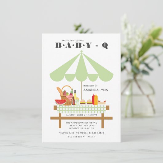 Baby Q Neutrale Baby shower Uitnodiging (Staand voorkant)