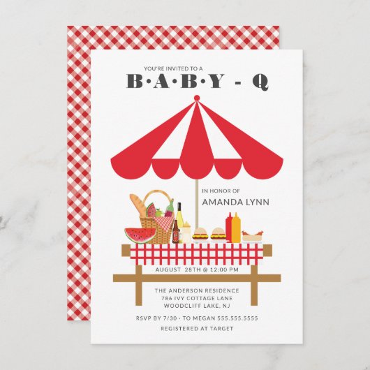 Baby Q Neutrale Baby shower Uitnodiging (Voorkant / Achterkant)