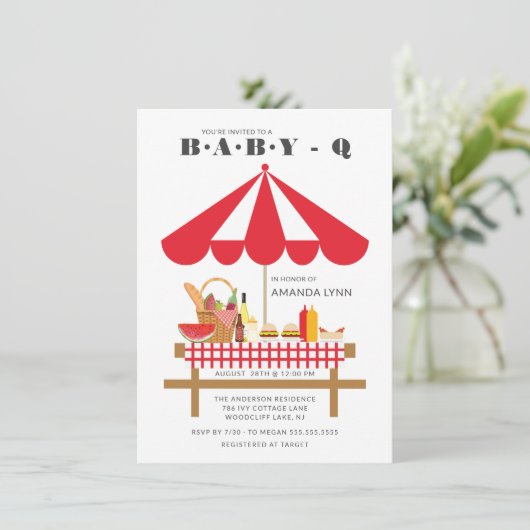 Baby Q Neutrale Baby shower Uitnodiging (Staand voorkant)