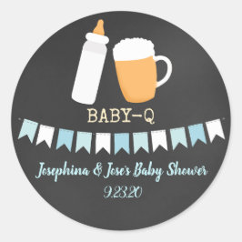 Baby-Q-paren met Baby shower Ronde Sticker
