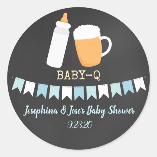 Baby-Q-paren met Baby shower Ronde Sticker (Voorkant)