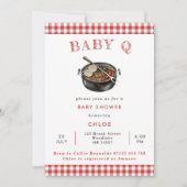 Baby Q Red Barbeque Gingham Baby shower Kaart (Voorkant)