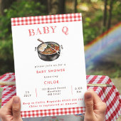 Baby Q Red Barbeque Gingham Baby shower Kaart