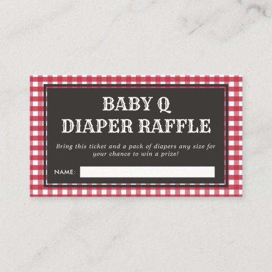Baby Q Red Pset Baby shower Diaper Raffle Informatiekaartje (Voorkant)