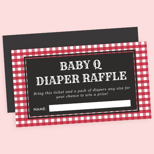 Baby Q Red Pset Baby shower Diaper Raffle Informatiekaartje