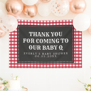 Baby Q Rode Geruite Baby Shower Welkom Spandoek