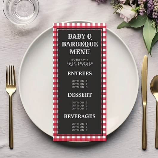 Baby Q Rode Gingham Baby Shower Menu