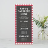 Baby Q Rode Gingham Baby Shower Menu (Staand voorkant)