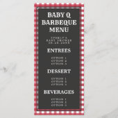 Baby Q Rode Gingham Baby Shower Menu (Voorkant)
