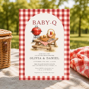 Baby Q Rode Gingham Koppel Baby Shower Kaart