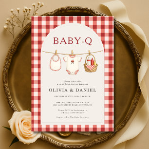 Baby Q Rode Gingham Waslijn Koppel Baby Shower Kaart