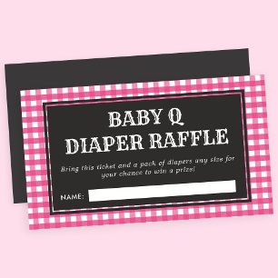 Baby Q Roze Geruite Baby Shower Luier Raffle Informatiekaartje