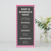 Baby Q roze menu Baby shower Gingham Pset (Staand voorkant)