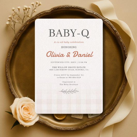 Baby Q Rustic Koppel Baby Shower Kaart