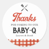 Baby Q rustieke koppels Baby shower Ronde Sticker (Voorkant)
