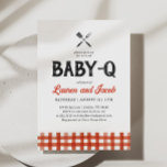 Baby Q Rustieke Koppels Baby shower Uitnodiging<br><div class="desc">Vier onderweg een kleintje met deze rustieke uitnodiging voor een baby shower met het thema 'Baby Q'.</div>