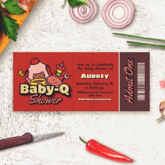 Baby-Q Shower - BBQ Ticket Kaart