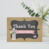 baby-Q Shower Burlap Mason Jar Hartelijk dank Bedankkaart (Staand voorkant)