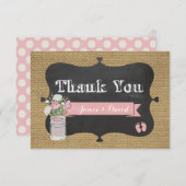 baby-Q Shower Burlap Mason Jar Hartelijk dank Bedankkaart (Voorkant / Achterkant)
