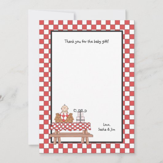 Baby Q Shower Dank u Nota Briefpapier Notitiekaartje (Voorkant)